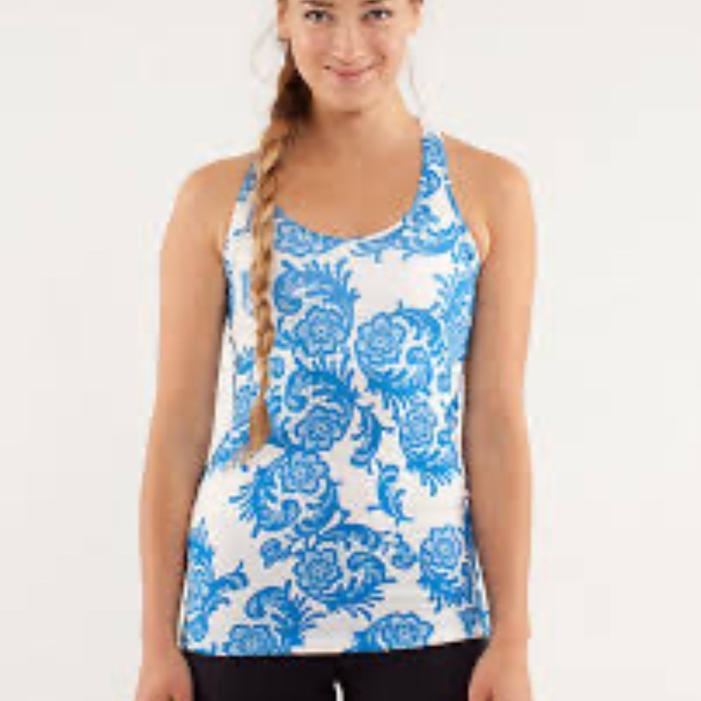 Lululemon Cool Racerback Laceoflage Beaming Blue Women's Sz 4